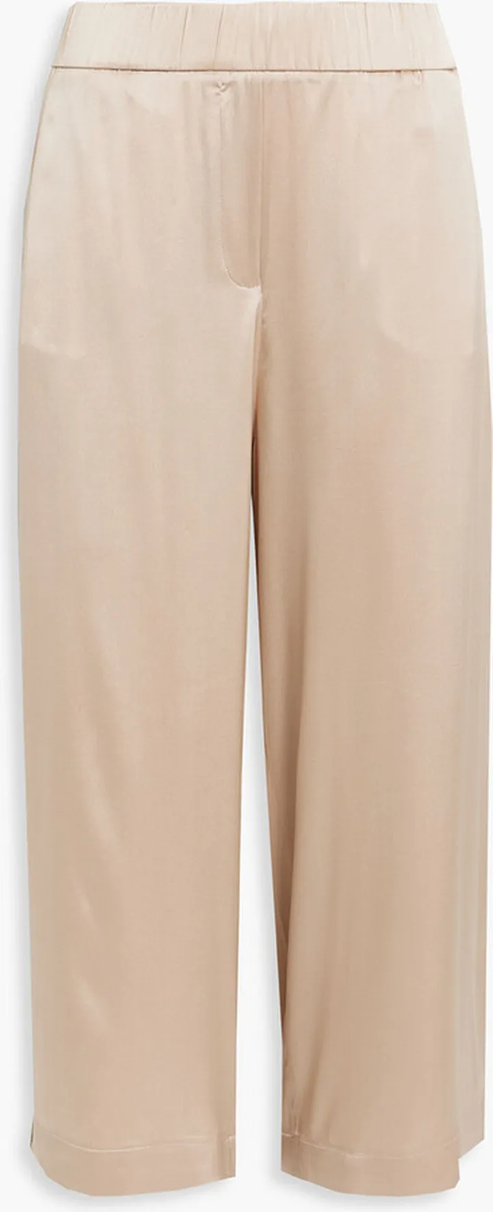 Cropped striped stretch-silk satin wide-leg pants