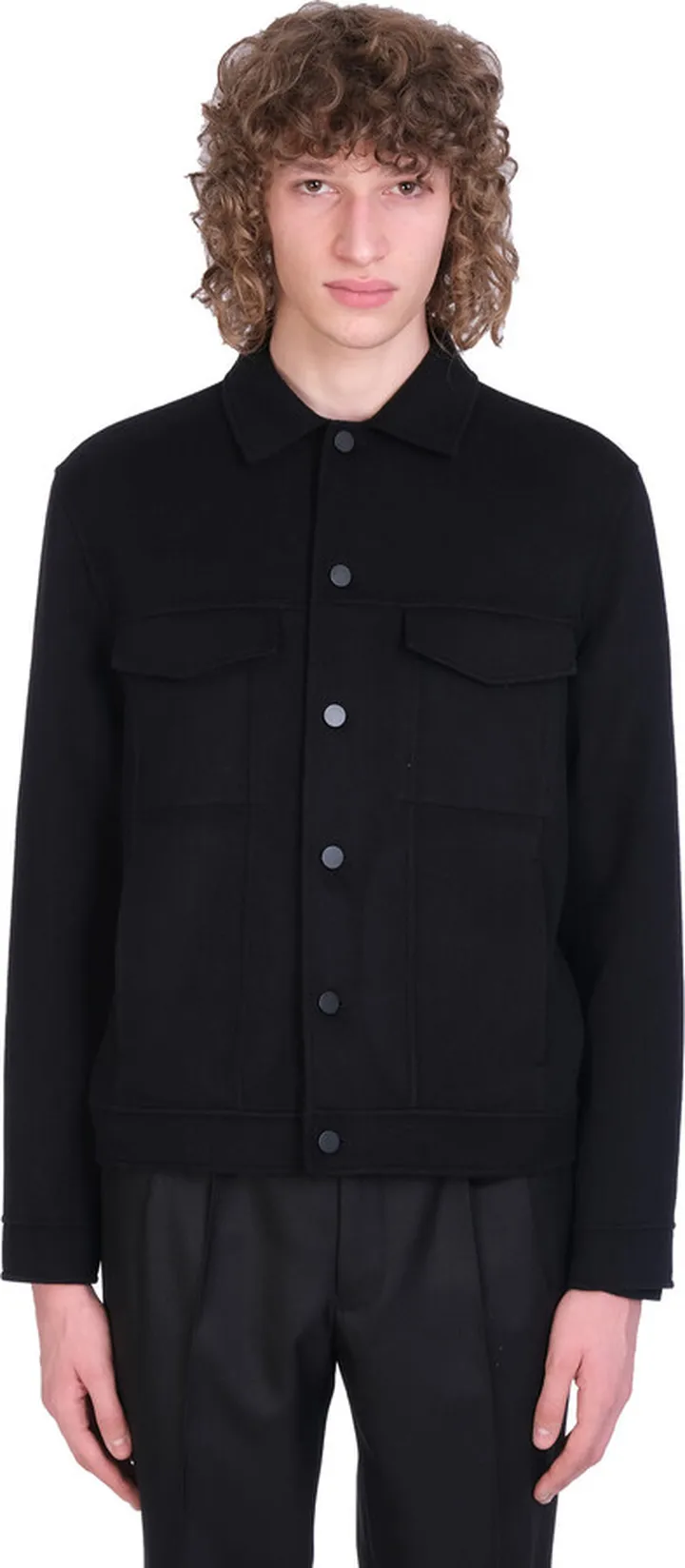 Casual Jacket In Black Wool