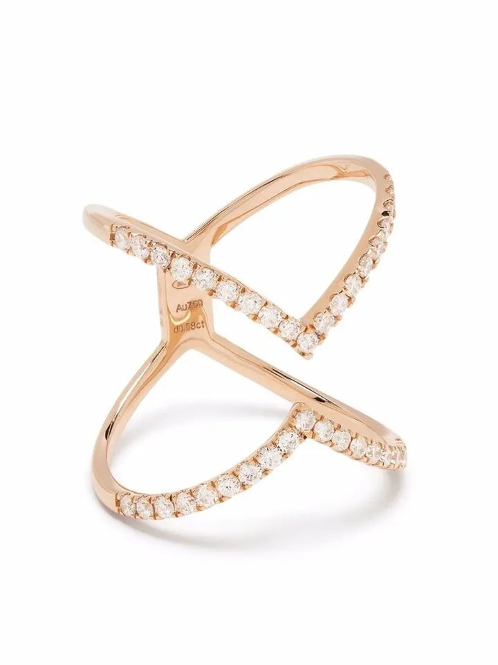 18kt rose gold Open V diamond ring