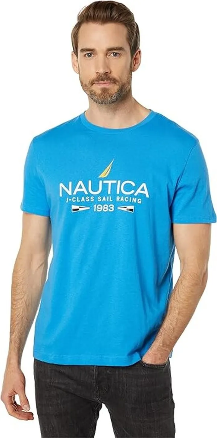 Nautica Sustainably Crafted Sailing Graphic T-Shirt (Starlight Blue) Men's Clothing