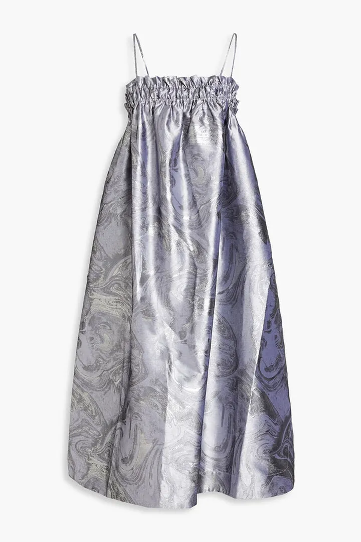 Metallic jacquard midi dress