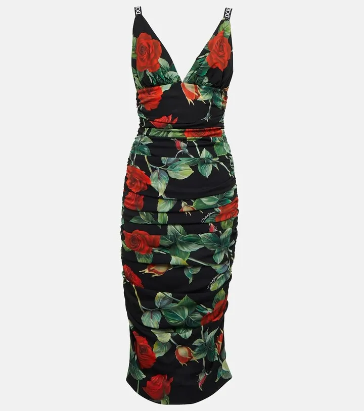 Floral silk-blend charmeuse midi dress