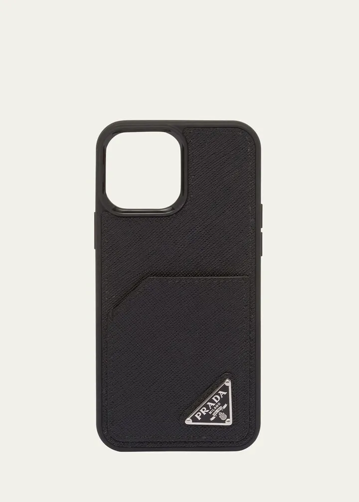 Men's Saffiano Leather iPhone 14 Pro Max Phone Case