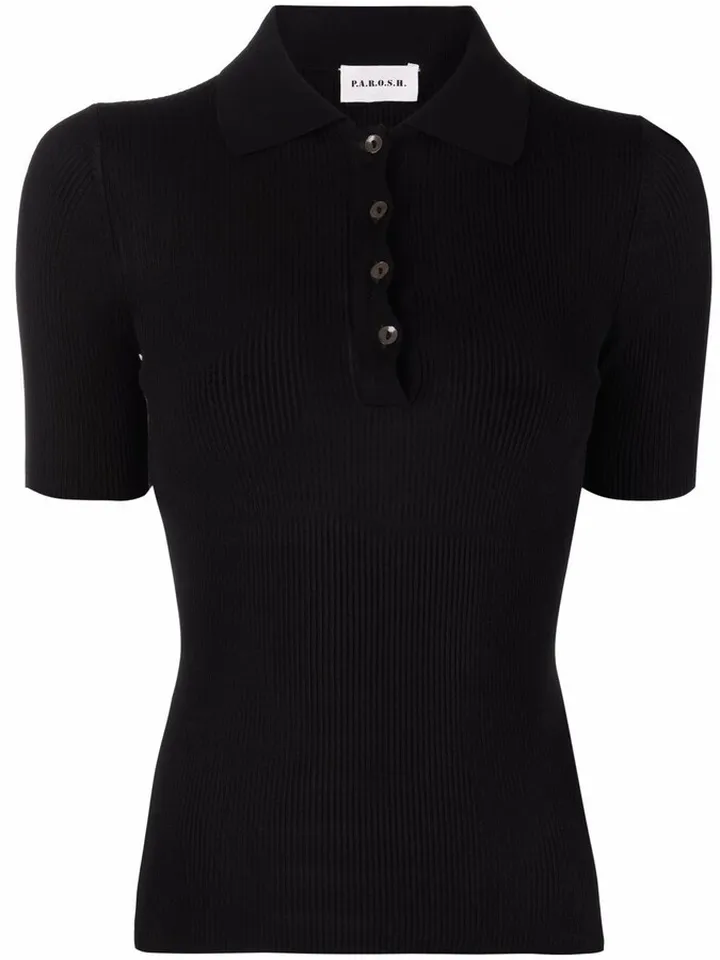 Polo-Collar Knitted Top
