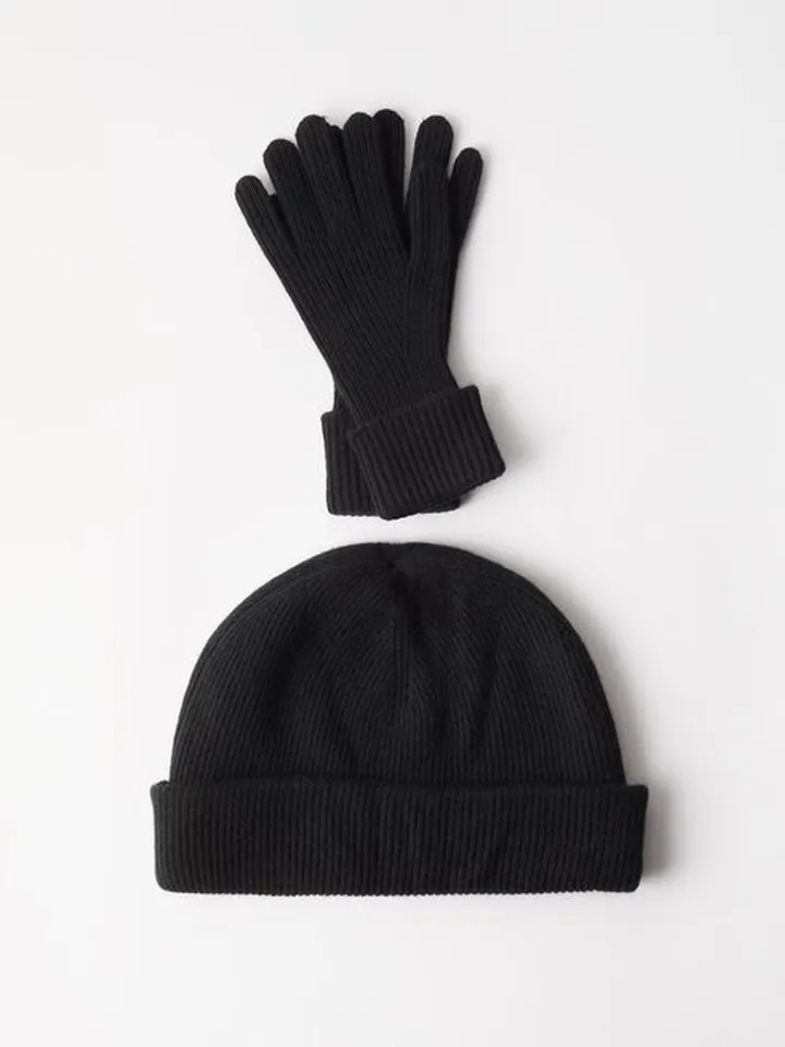 Cashmere Beanie Hat & Gloves Set