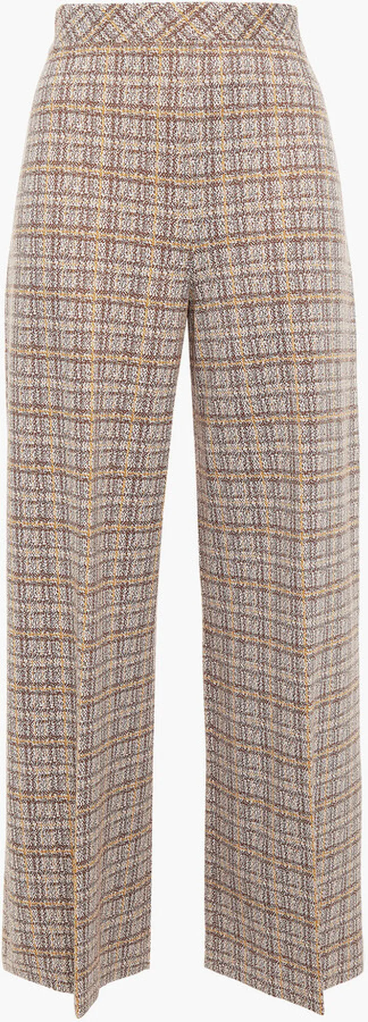 Cropped checked stretch-ponte wide-leg pants