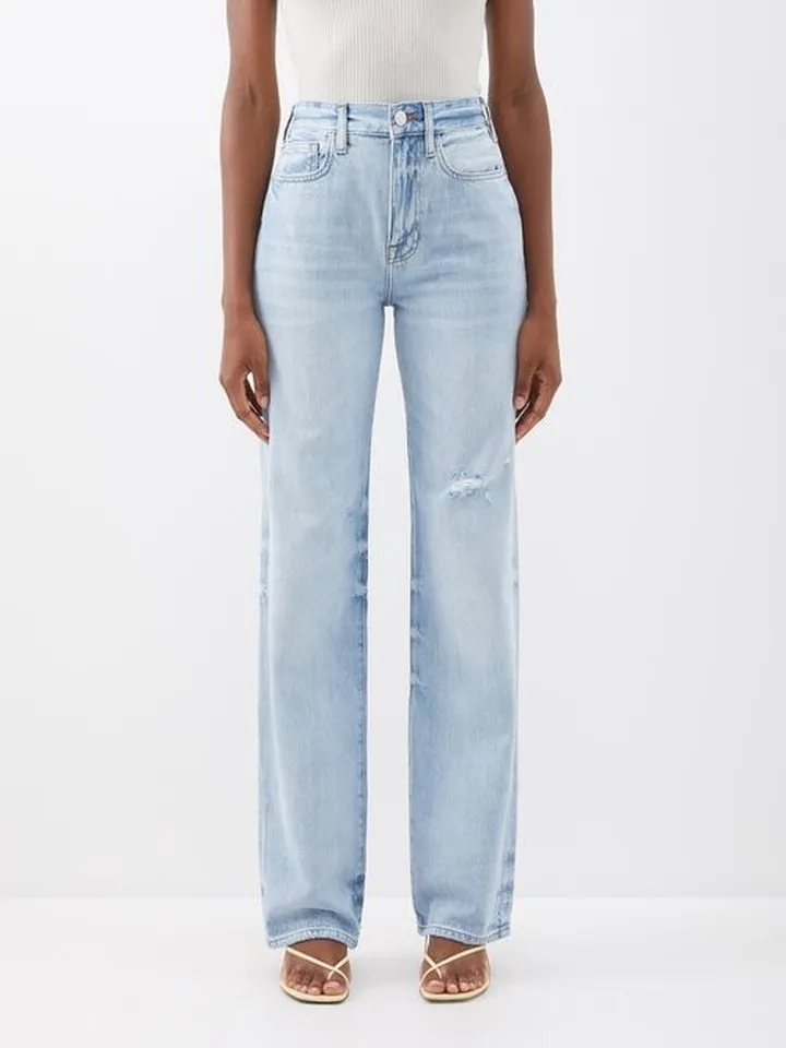 Le Jane Distressed High-rise Straight-leg Jeans