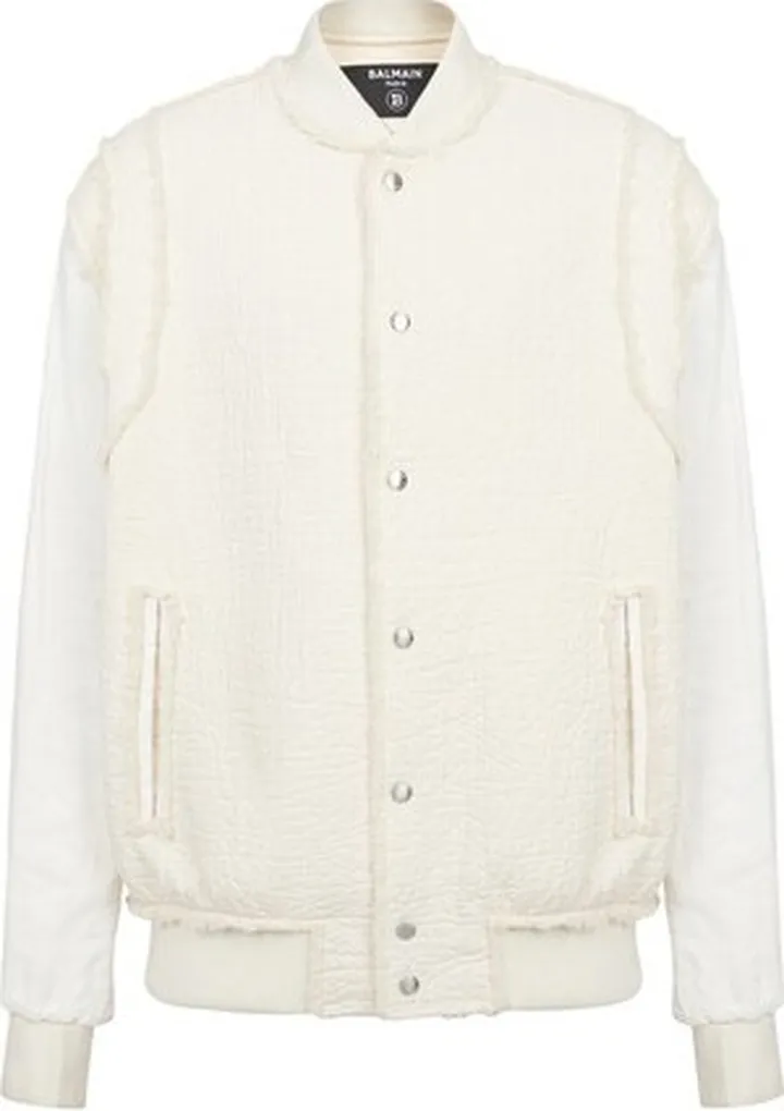 Textured cotton bomber jacket