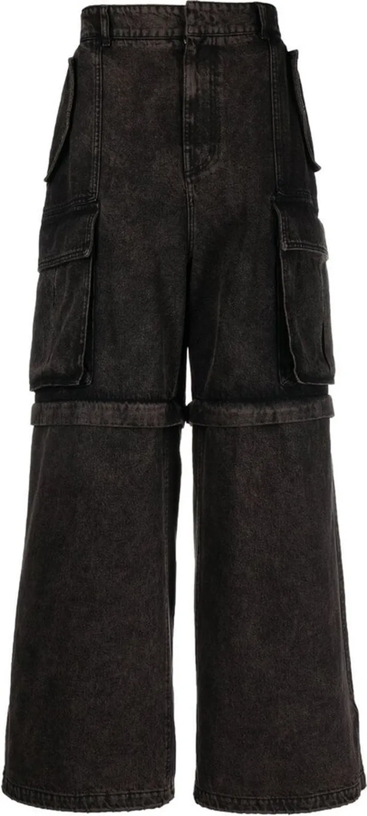 Cargo-Pocket Wide Leg Denim Jeans