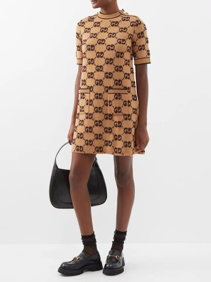 GG-jacquard Wool Mini Dress