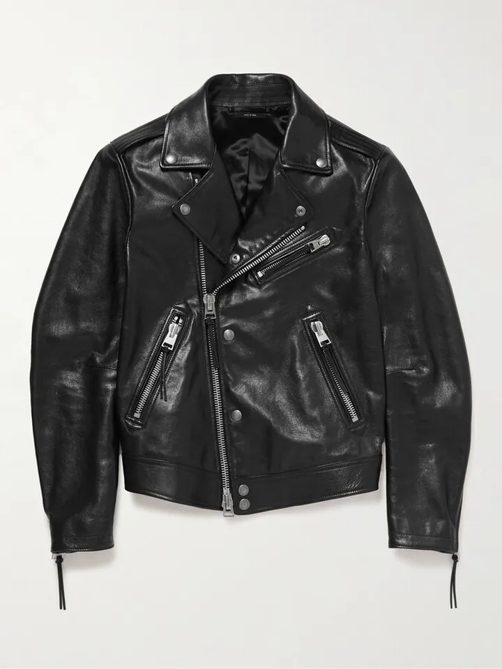 Slim-Fit Full-Grain Leather Biker Jacket