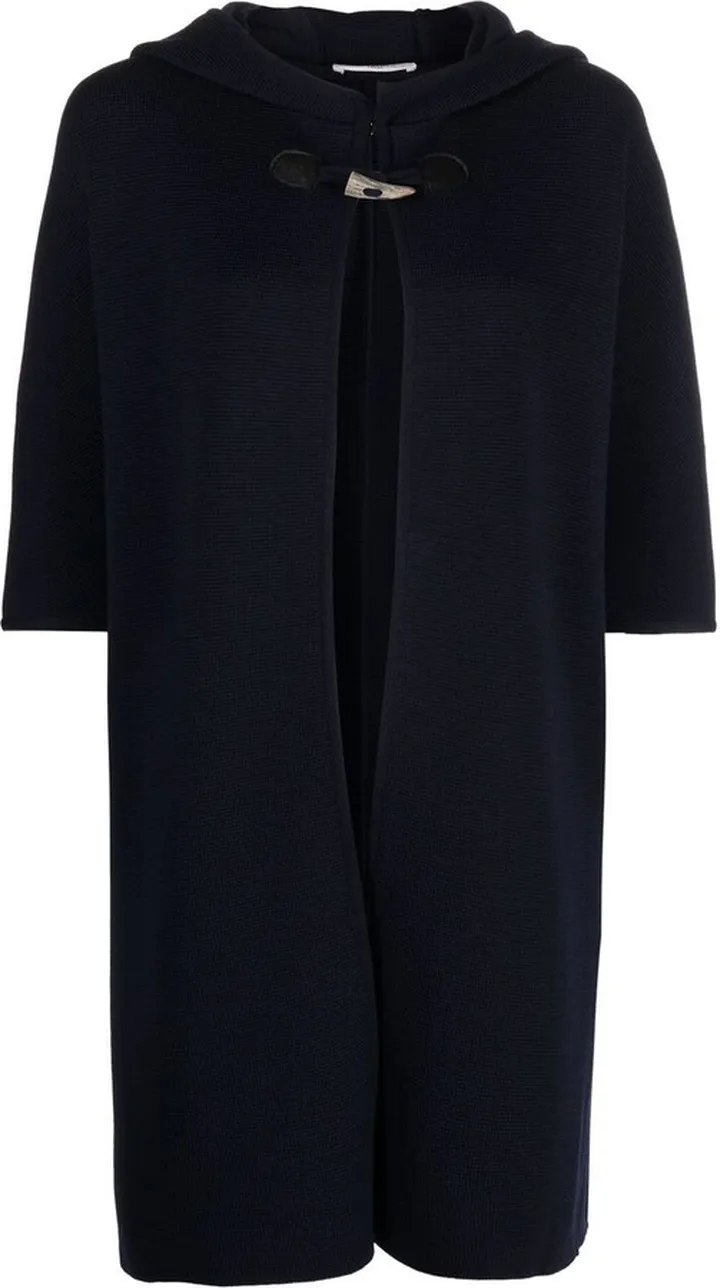 Knitted Toggle-Fastening Short-Sleeve Cape