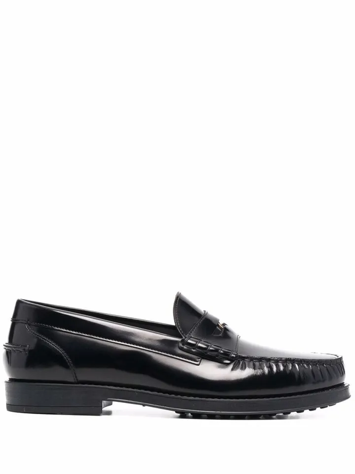 Logo Plaque Leather Loafers