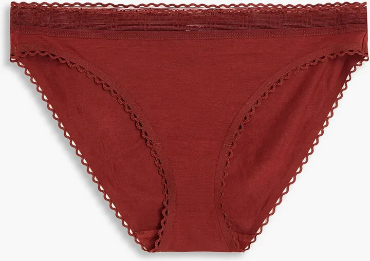 Tulle-trimmed Micro Modal-blend low-rise briefs