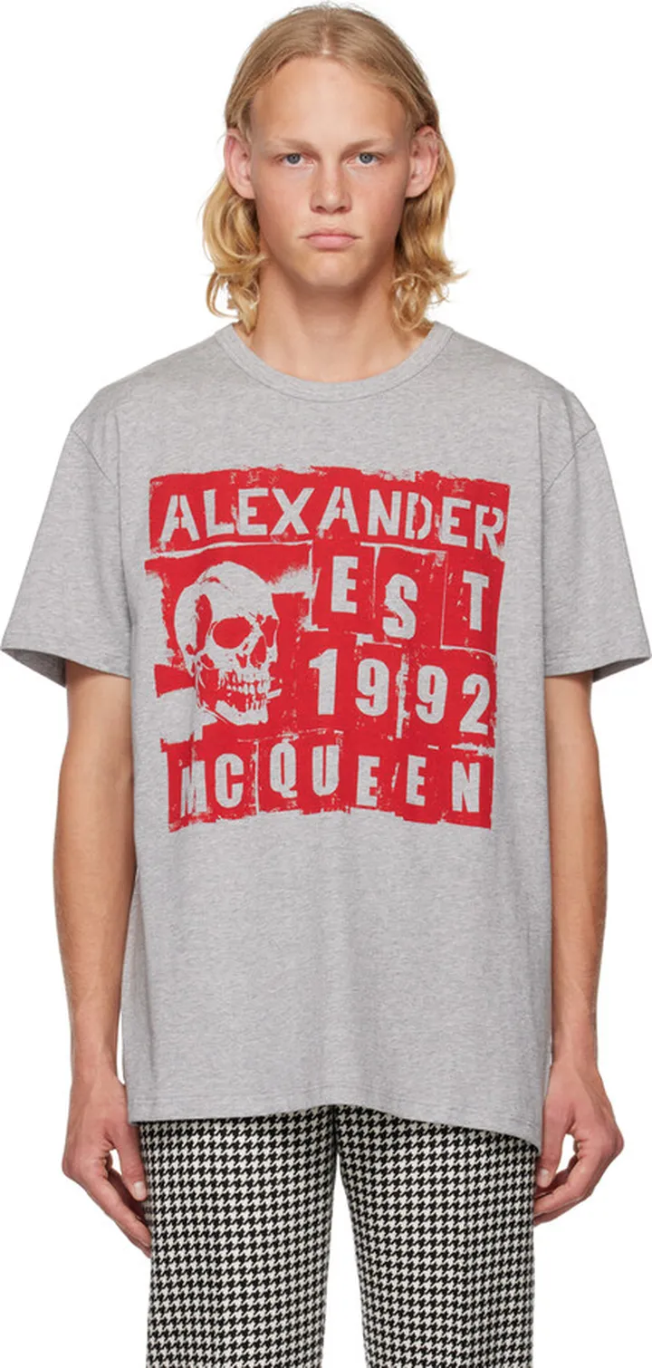 Alexander McQueen Gray Graphic T-Shirt
