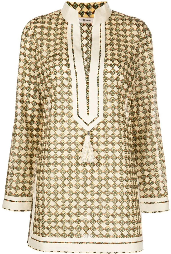 Geometric-Print Long-Sleeve Tunic