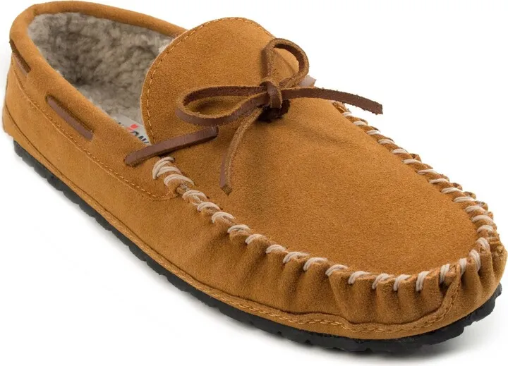 Minnetonka Men's Casey Lined Suede Moccasin Slippers Men's Shoes