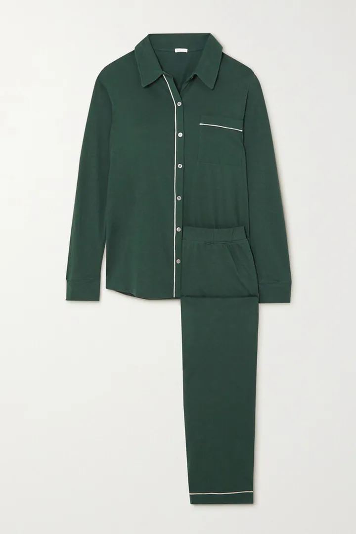 Skin - + Net Sustain Cecilia Pima Cotton-jersey Pajama Set - Green
