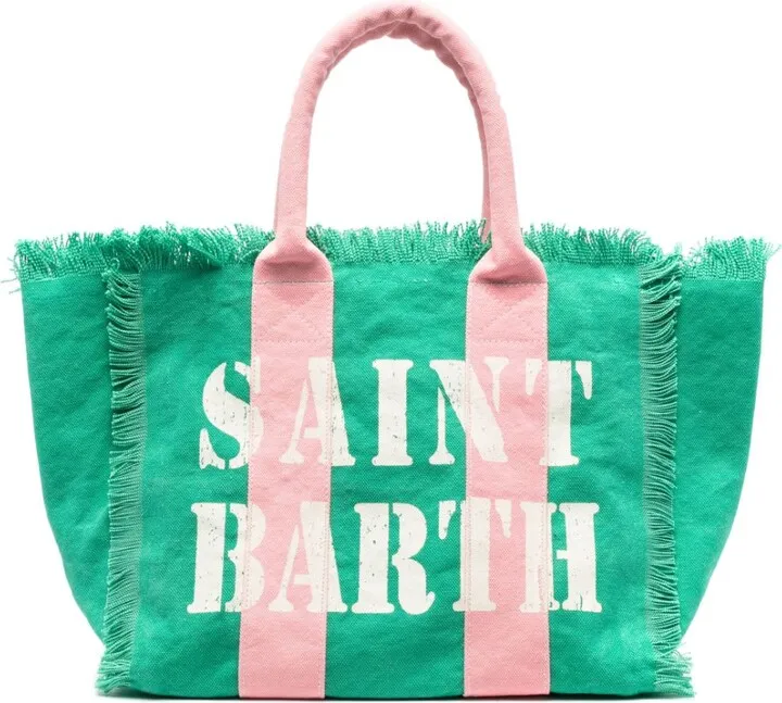 Vanity logo-print fringed beach bag