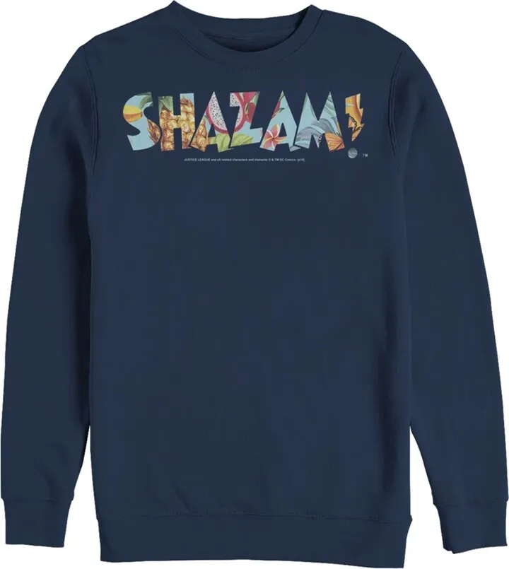 Men's Justice League Shazam Dragon Fruit Logo Sweatshirt - Navy Blue - X Large
