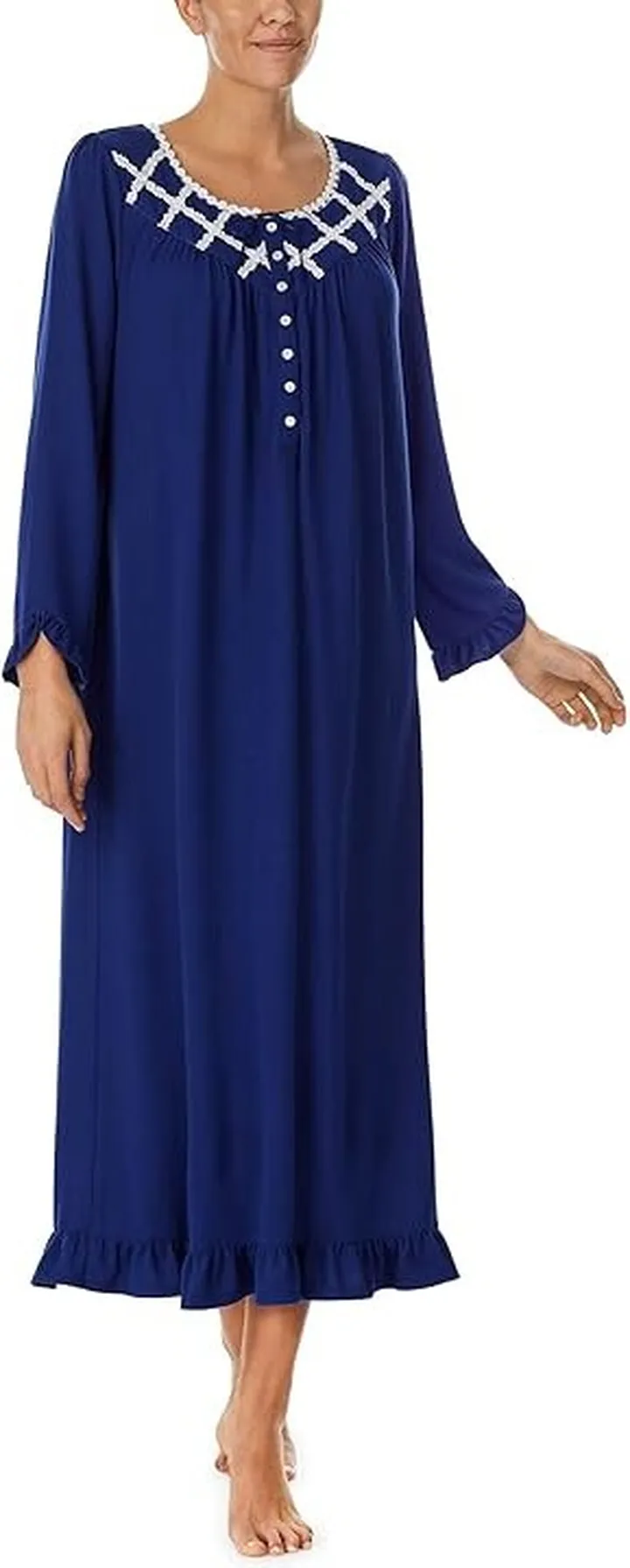 Eileen West Long Sleeve Sweater Knit Ballet Gown (Indigo) Women's Pajama