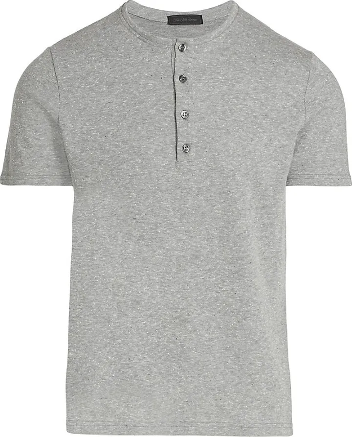 Cotton Blend Henley T Shirt