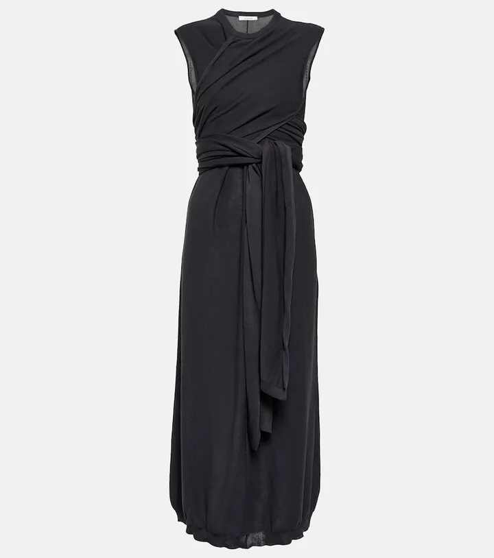 Cotton crepe midi dress