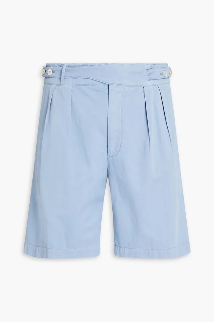 Pleated cotton-blend gabardine shorts