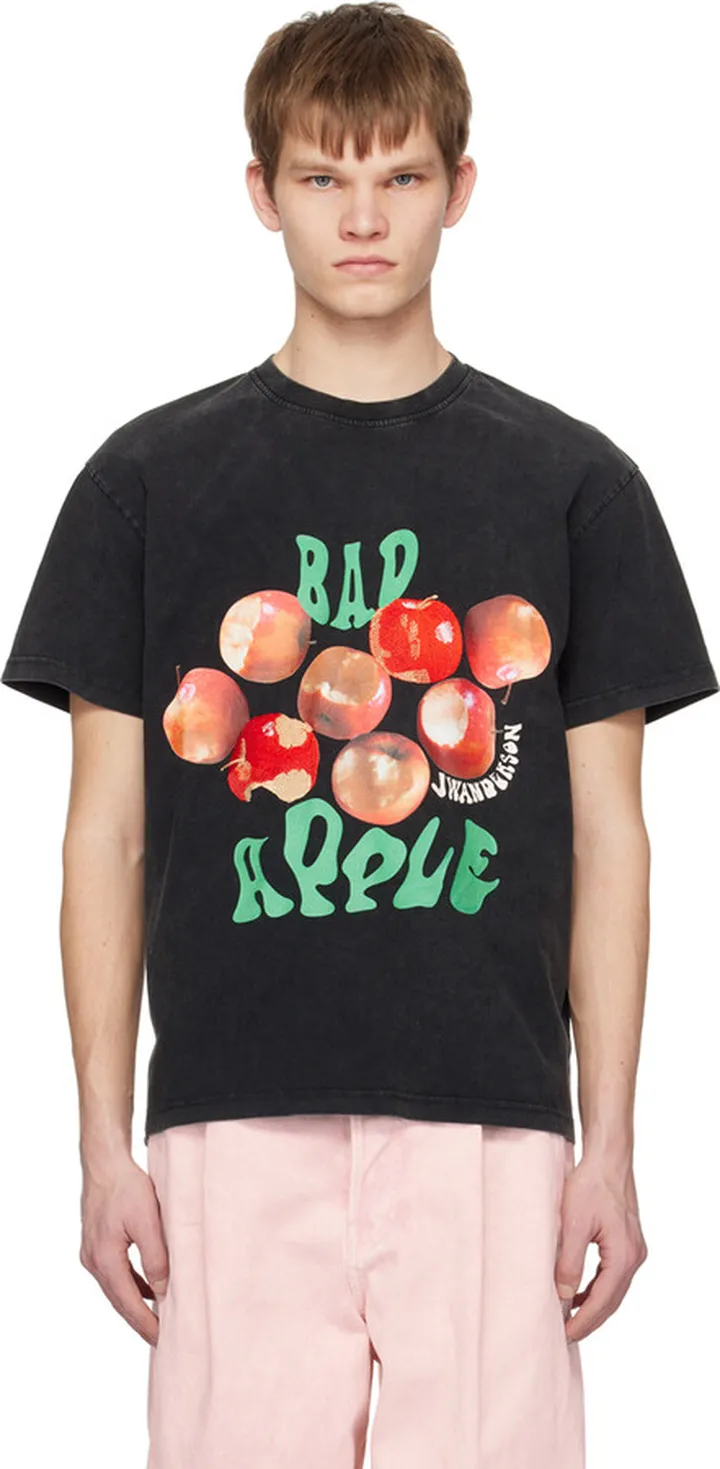 JW Anderson Gray 'Bad Apple' Oversized T-Shirt