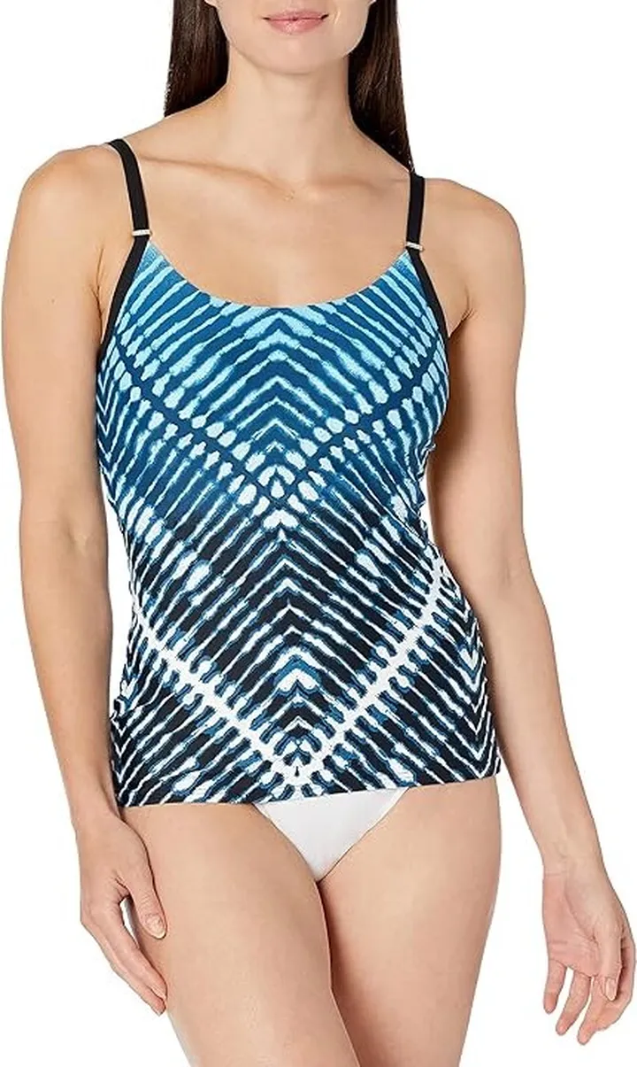 Calvin Klein Women's Over The Shoulder Tankini Swimsuit (Sky) Women's Swimwear