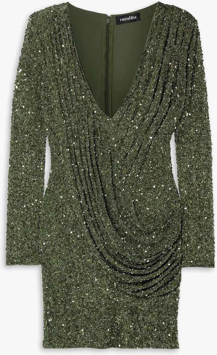 Yael draped sequined tulle mini dress