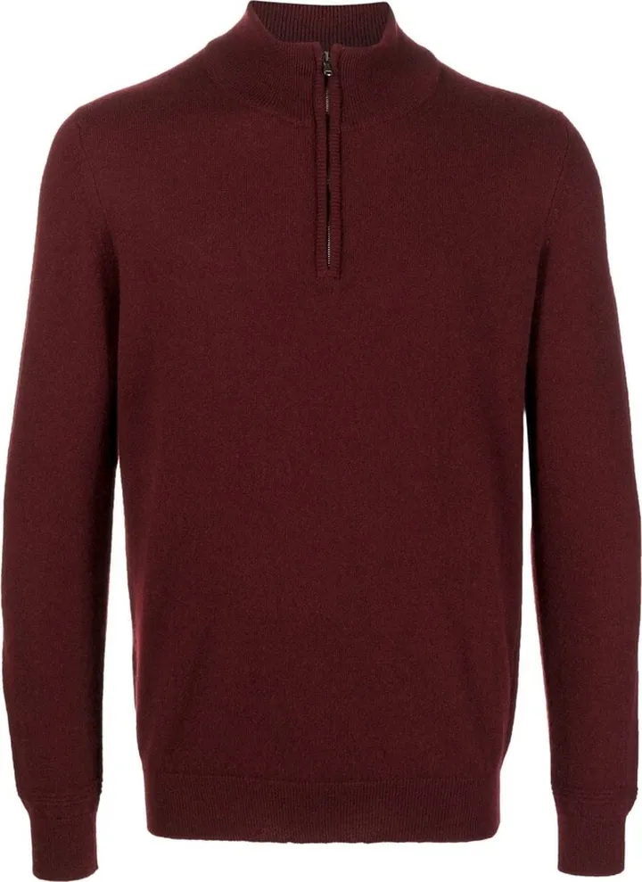 Short-Zip Cashmere Jumper