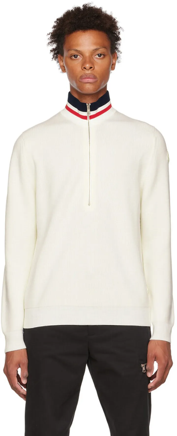 Moncler Off-White Half-Zip Sweater
