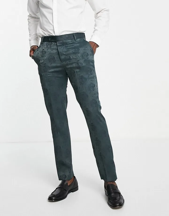 Bolongaro Trevor skinny suit pants in khaki jacquard