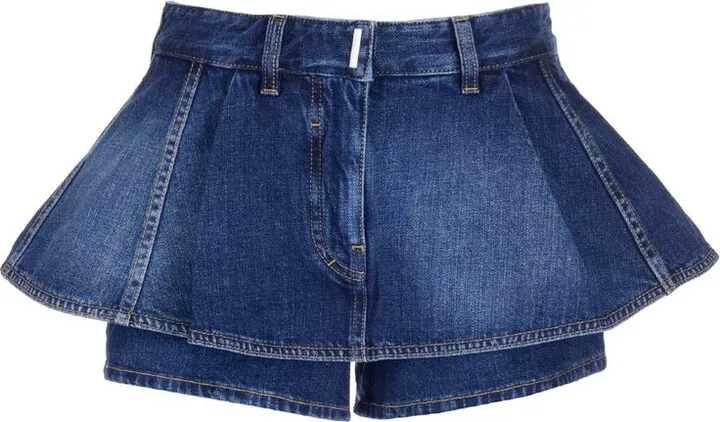 Givenchy Ruffled Denim Shorts