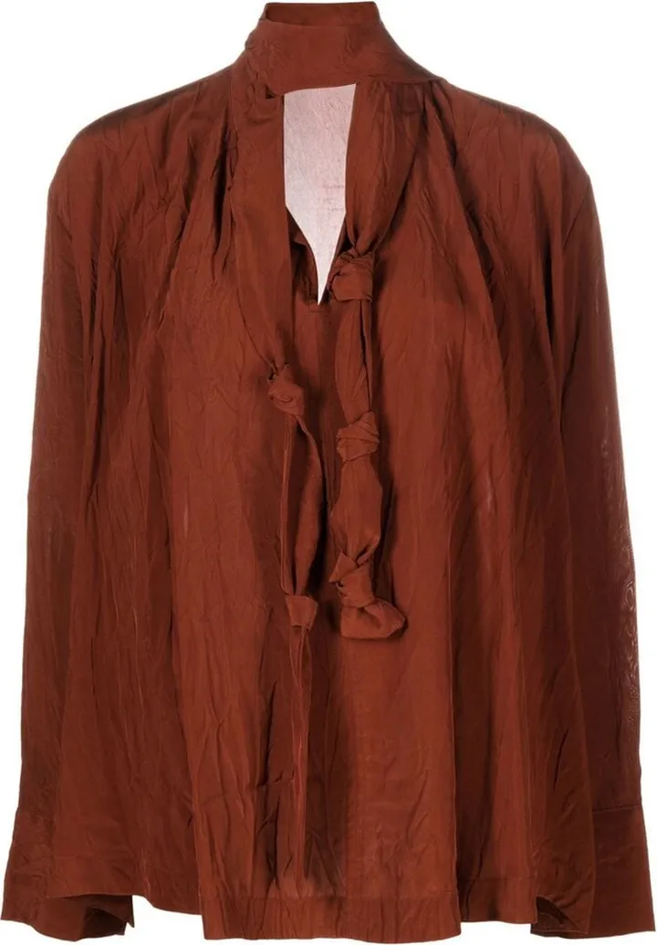 Neck-Tie Long-Sleeve Blouse