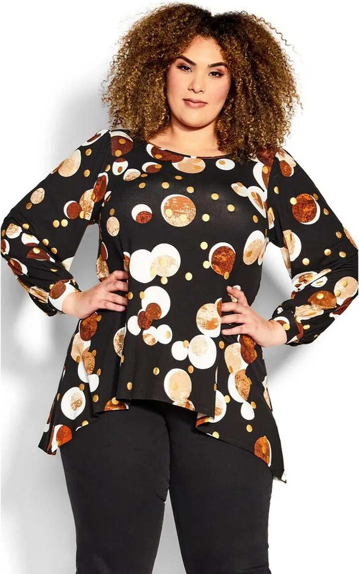 AVENUE | Women's Plus Size Noelle Foil Tunic - cinnamon foil spot - 16W
