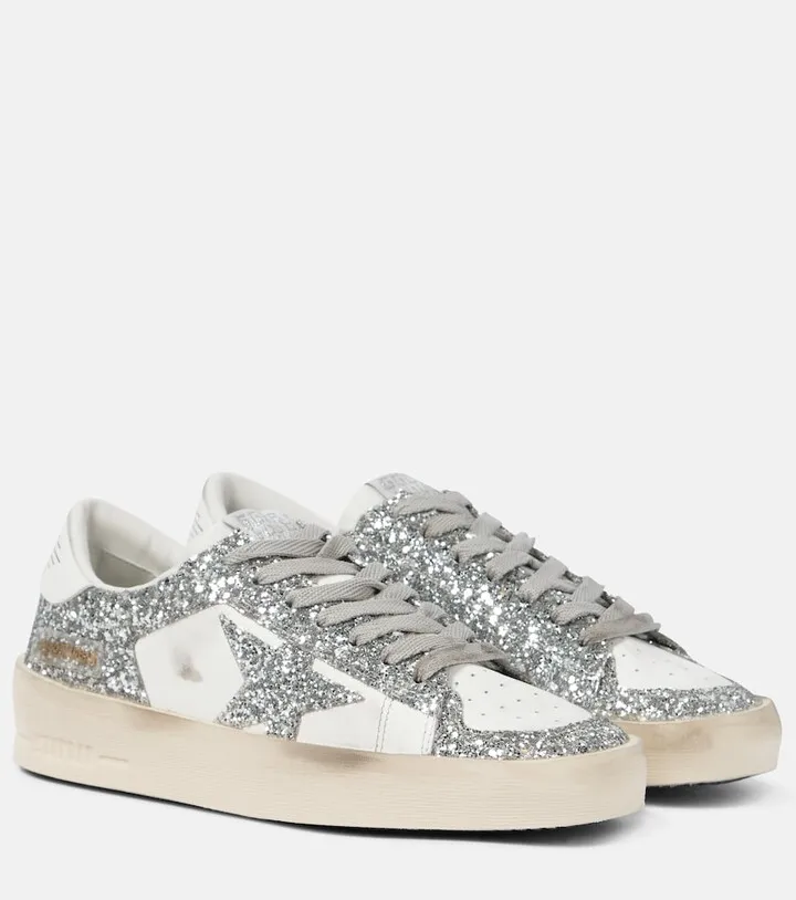 Stardan leather and glitter sneakers
