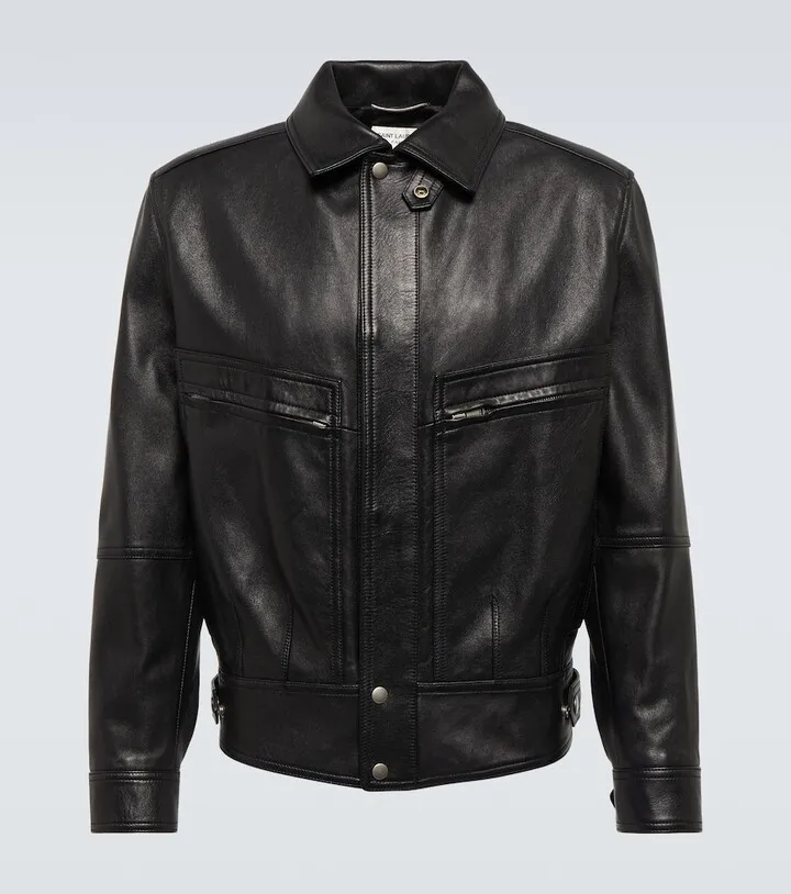 Paneled leather jacket