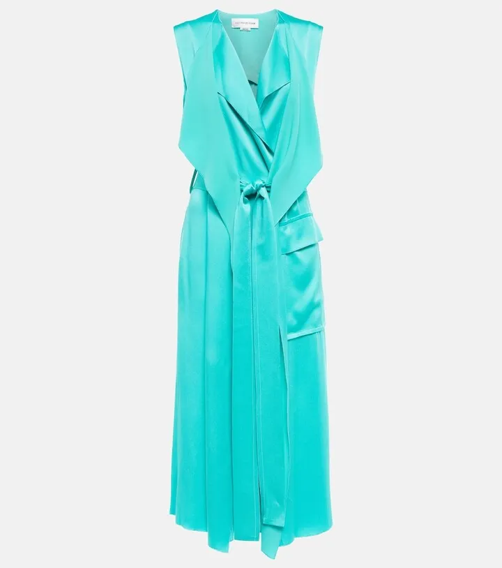 Trench crepe midi dress