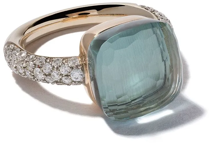 18kt rose and white gold small Nudo topaz and diamond ring