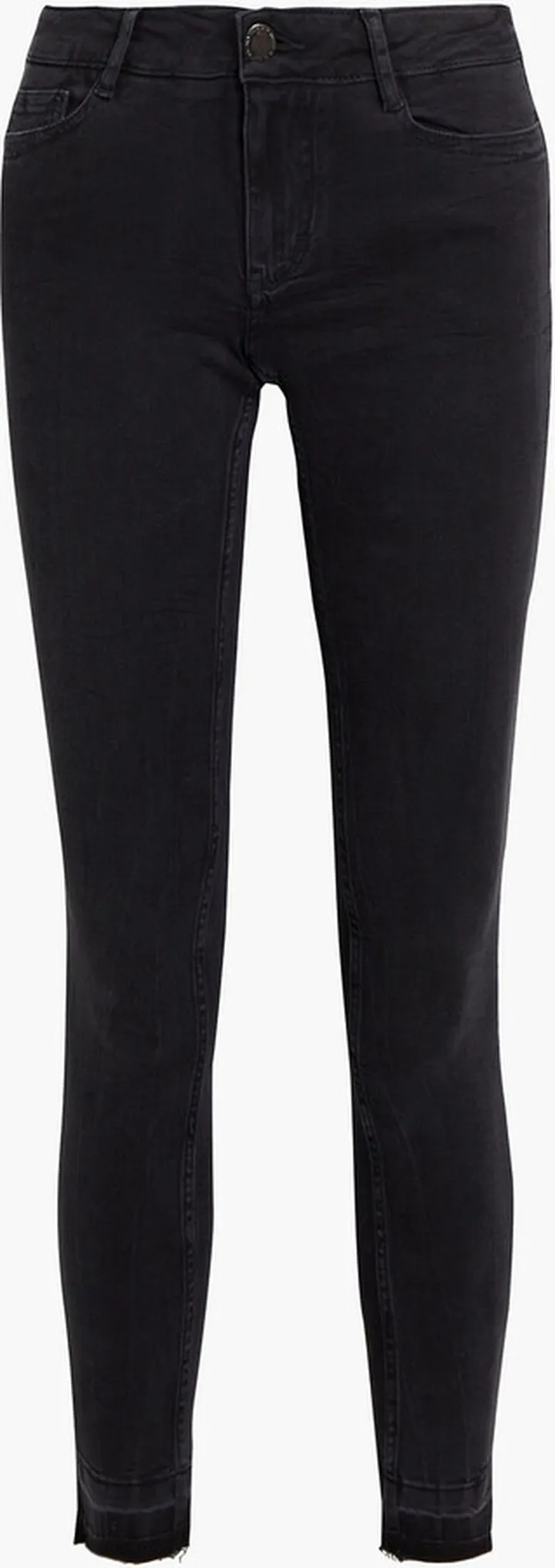 Embroidered frayed low-rise skinny jeans