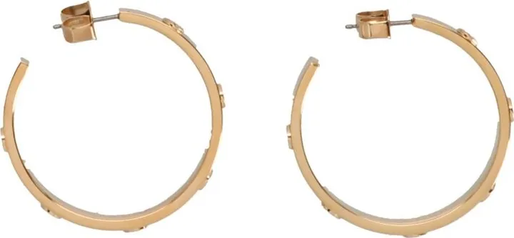 Tory Burch Miller Logo Embossed Hoop Earrings