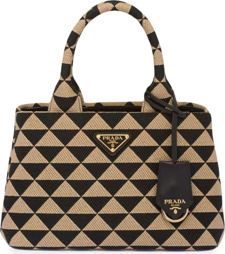 Prada Symbole logo-plaque tote bag