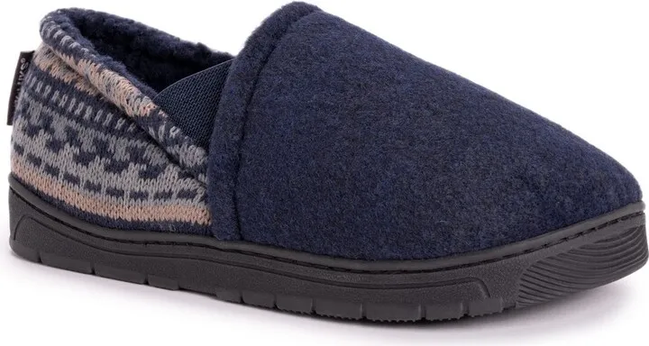 MUK LUKS Men's Kristof Slippers-Navy L