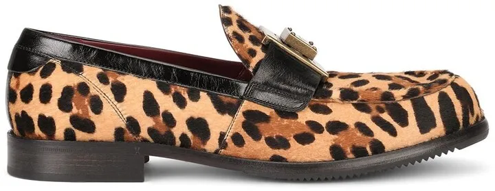 Leopard Print Calf Hair Loafers