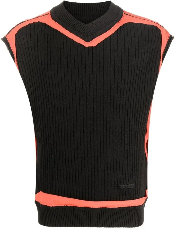 ribbed-knit V-neck vest