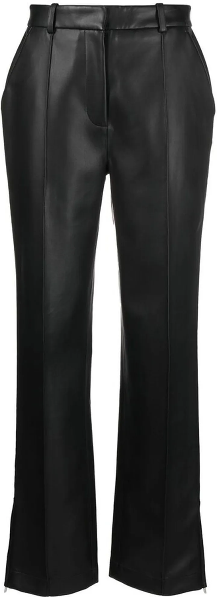 Calf-Leather Straight-Leg Trousers