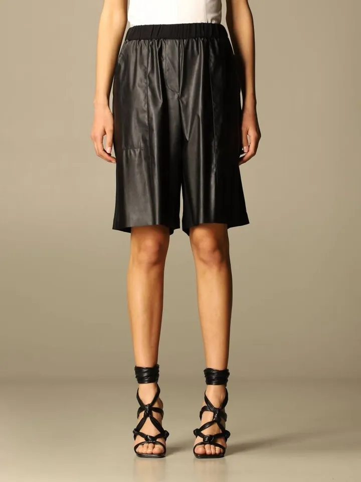 Sedentario Faux Leather Bermuda Shorts in Black