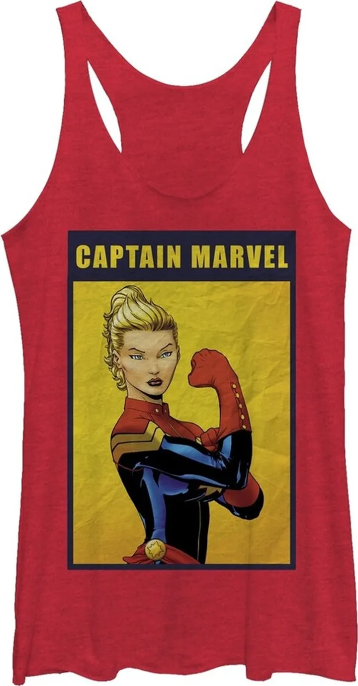Women's Marvel Captain the Riveter Racerback Tank Top - Red Heather - Medium
